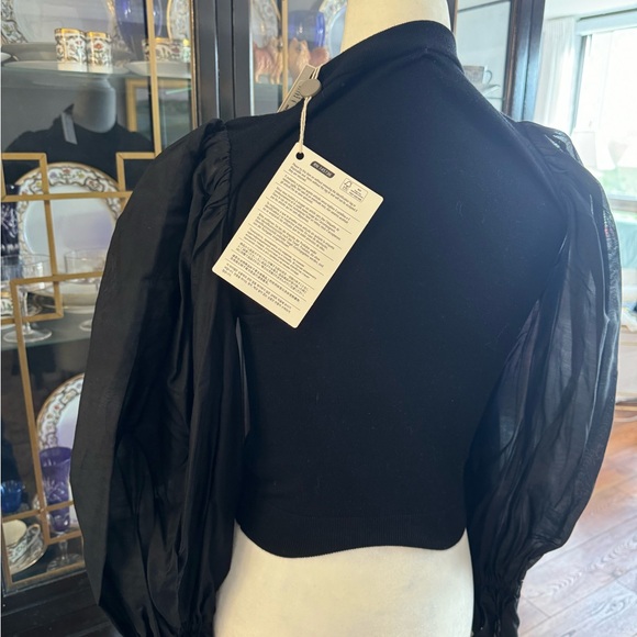 Alice + Olivia Kirie Combination Sleeve Sweater in Black - Picture 4 of 5